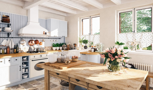 Dapur dengan desain bertema vintage